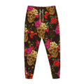 Vintage Flowers Skull Pattern Print Jogger Pants