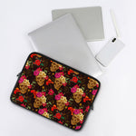 Vintage Flowers Skull Pattern Print Laptop Sleeve
