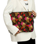 Vintage Flowers Skull Pattern Print Laptop Sleeve