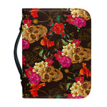 Vintage Flowers Skull Pattern Print Leather Bible Cover