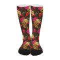 Vintage Flowers Skull Pattern Print Long Socks