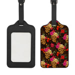 Vintage Flowers Skull Pattern Print Luggage Tag