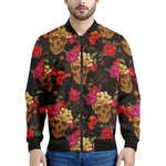 Vintage Flowers Skull Pattern Print Men's Bomber Jacket