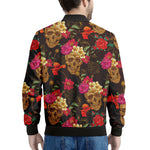 Vintage Flowers Skull Pattern Print Men's Bomber Jacket