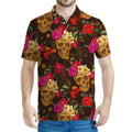 Vintage Flowers Skull Pattern Print Men's Polo Shirt