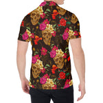 Vintage Flowers Skull Pattern Print Men's Shirt