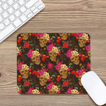 Vintage Flowers Skull Pattern Print Mouse Pad