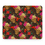 Vintage Flowers Skull Pattern Print Mouse Pad