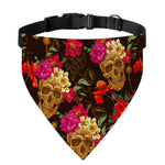 Vintage Flowers Skull Pattern Print Over The Collar Dog Bandana