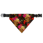 Vintage Flowers Skull Pattern Print Over The Collar Dog Bandana