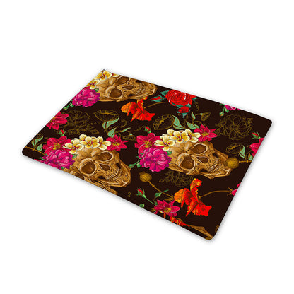 Vintage Flowers Skull Pattern Print Pet Cooling Mat Cover
