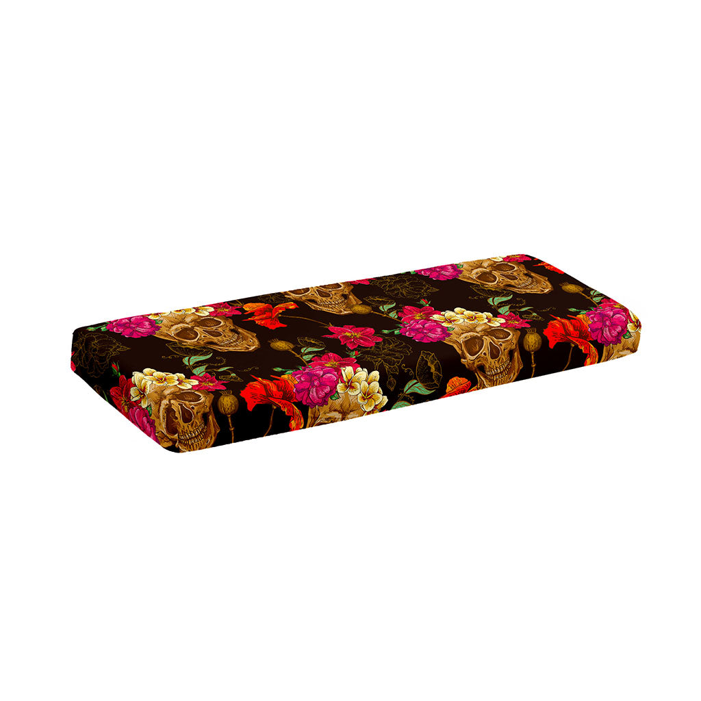 Vintage Flowers Skull Pattern Print Piano Keyboard Cover