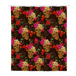 Vintage Flowers Skull Pattern Print Polyester Shower Curtain