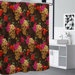 Vintage Flowers Skull Pattern Print Premium Shower Curtain