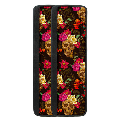 Vintage Flowers Skull Pattern Print Refrigerator Handle Covers