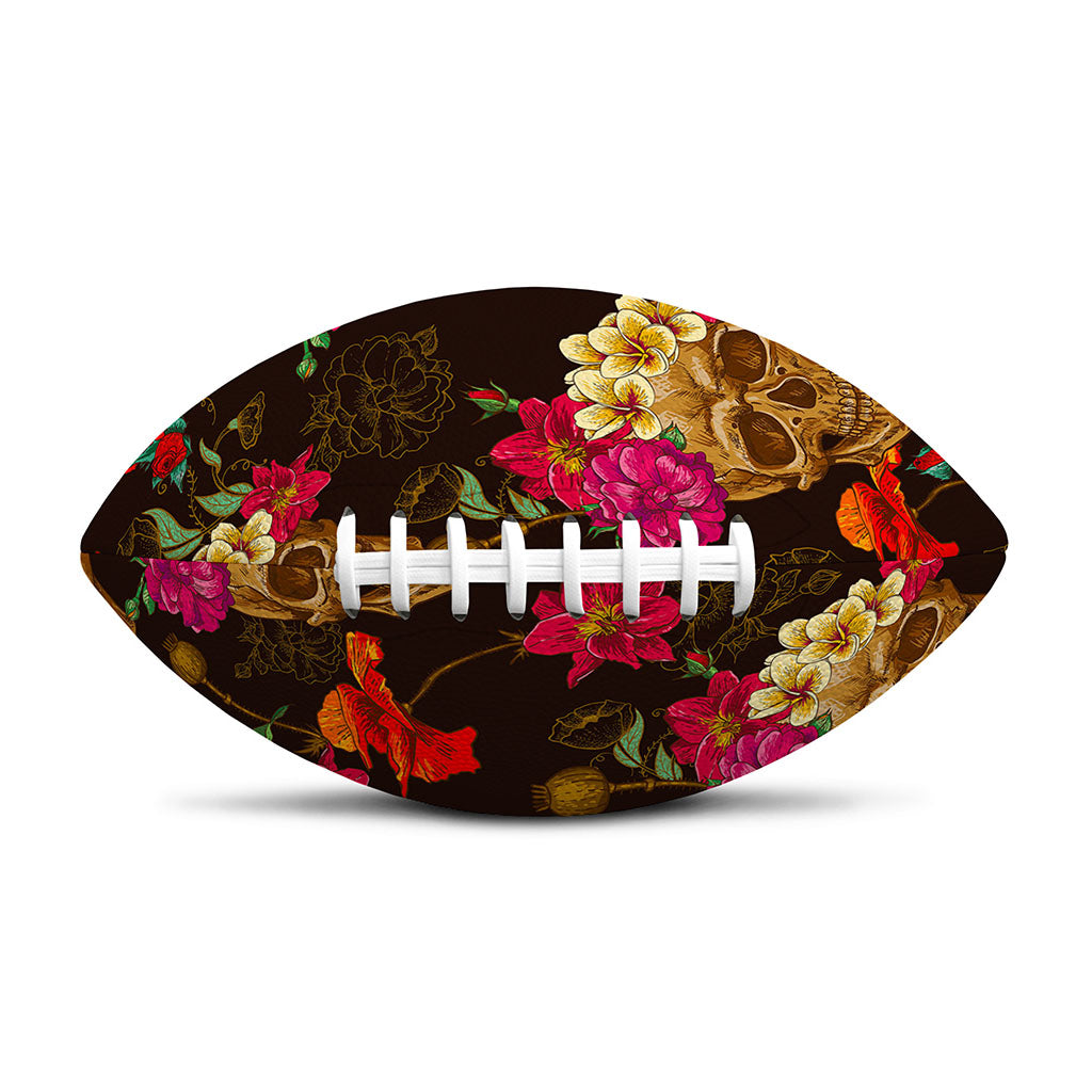 Vintage Flowers Skull Pattern Print Rugby Ball