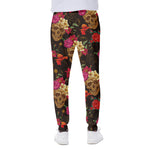 Vintage Flowers Skull Pattern Print Scuba Joggers