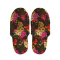 Vintage Flowers Skull Pattern Print Slippers