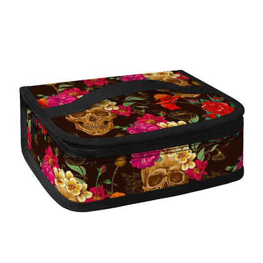 Vintage Flowers Skull Pattern Print Small Lunch Bag