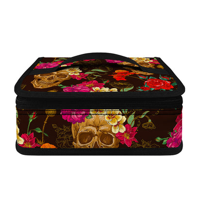 Vintage Flowers Skull Pattern Print Small Lunch Bag