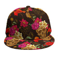 Vintage Flowers Skull Pattern Print Snapback Cap