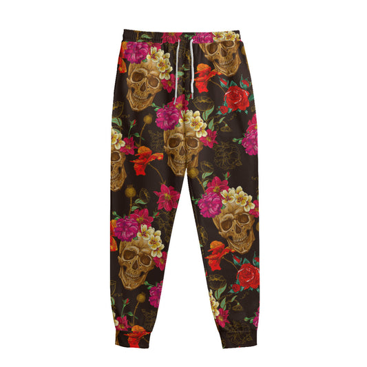 Vintage Flowers Skull Pattern Print Sweatpants