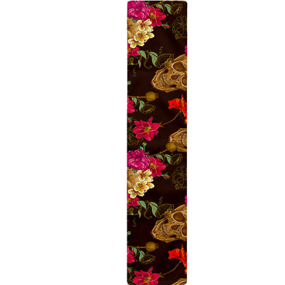 Vintage Flowers Skull Pattern Print Table Runner