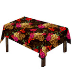 Vintage Flowers Skull Pattern Print Tablecloth