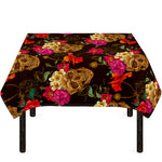Vintage Flowers Skull Pattern Print Tablecloth