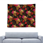 Vintage Flowers Skull Pattern Print Tapestry