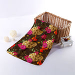 Vintage Flowers Skull Pattern Print Towel