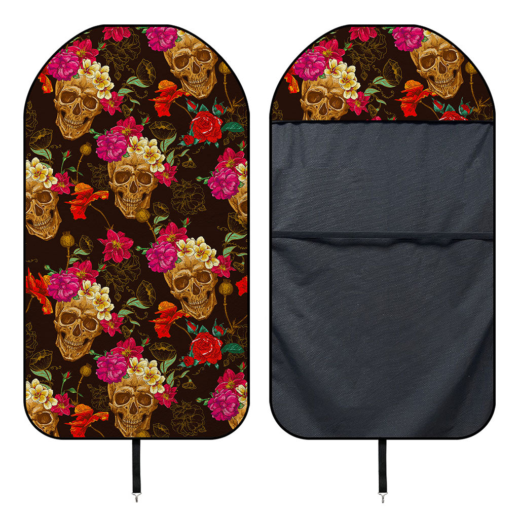 Vintage Flowers Skull Pattern Print Waterproof Car Seat Cover