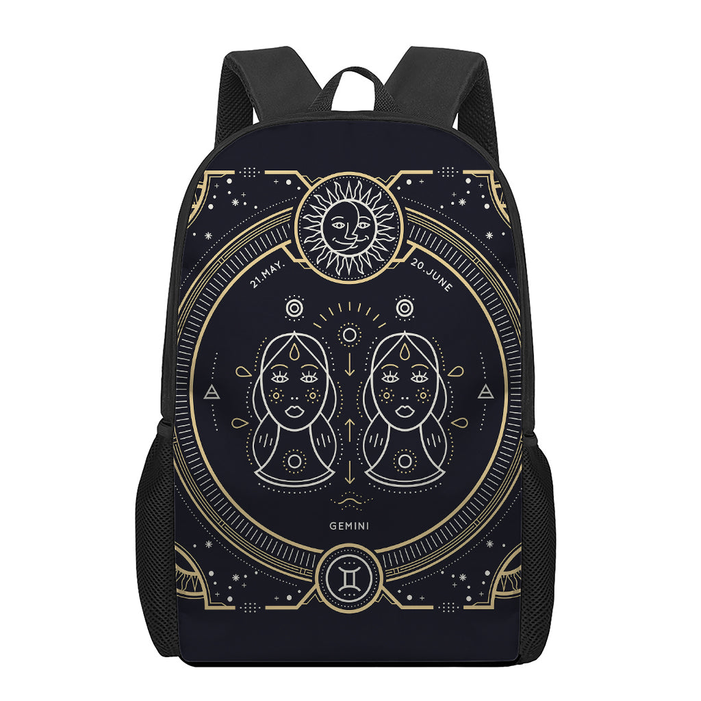 Vintage Gemini Zodiac Sign Print 17 Inch Backpack