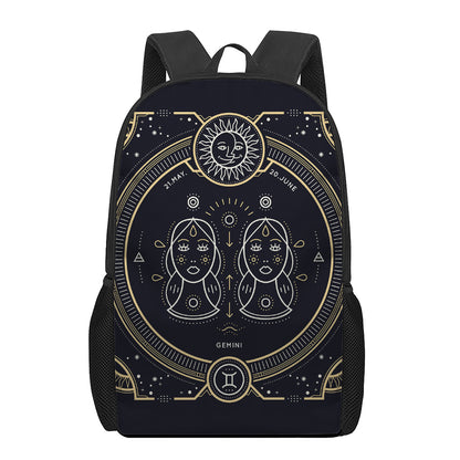 Vintage Gemini Zodiac Sign Print 17 Inch Backpack