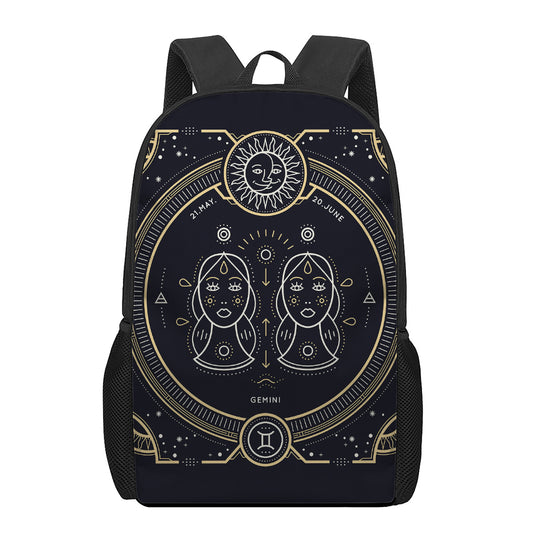 Vintage Gemini Zodiac Sign Print 17 Inch Backpack
