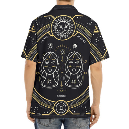 Vintage Gemini Zodiac Sign Print Aloha Shirt