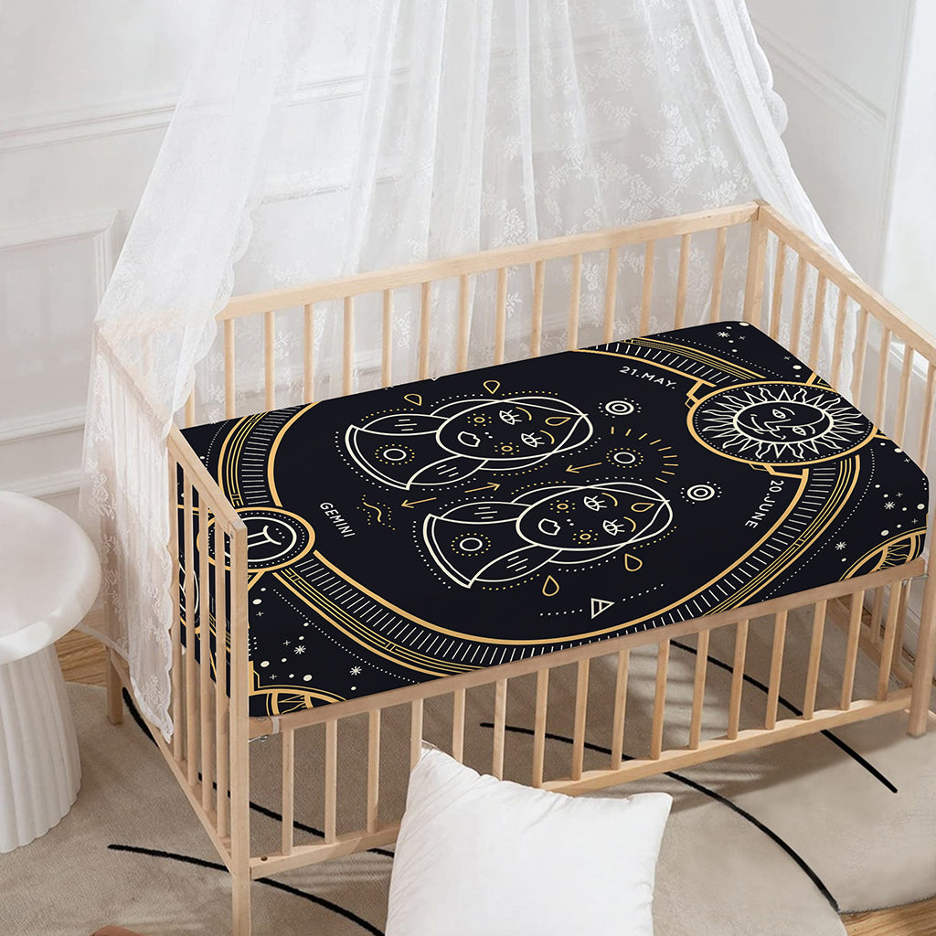 Vintage Gemini Zodiac Sign Print Baby Crib Sheet