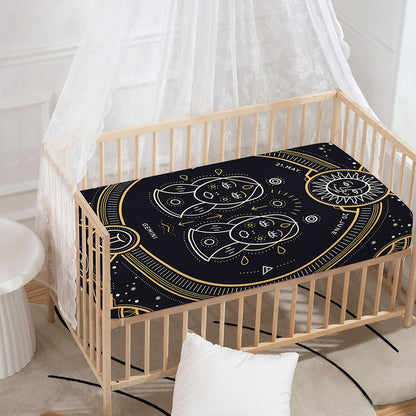 Vintage Gemini Zodiac Sign Print Baby Crib Sheet