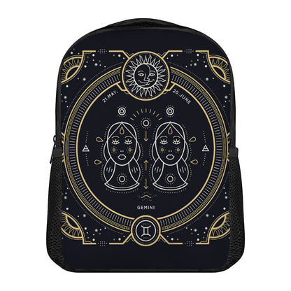 Vintage Gemini Zodiac Sign Print Casual Backpack