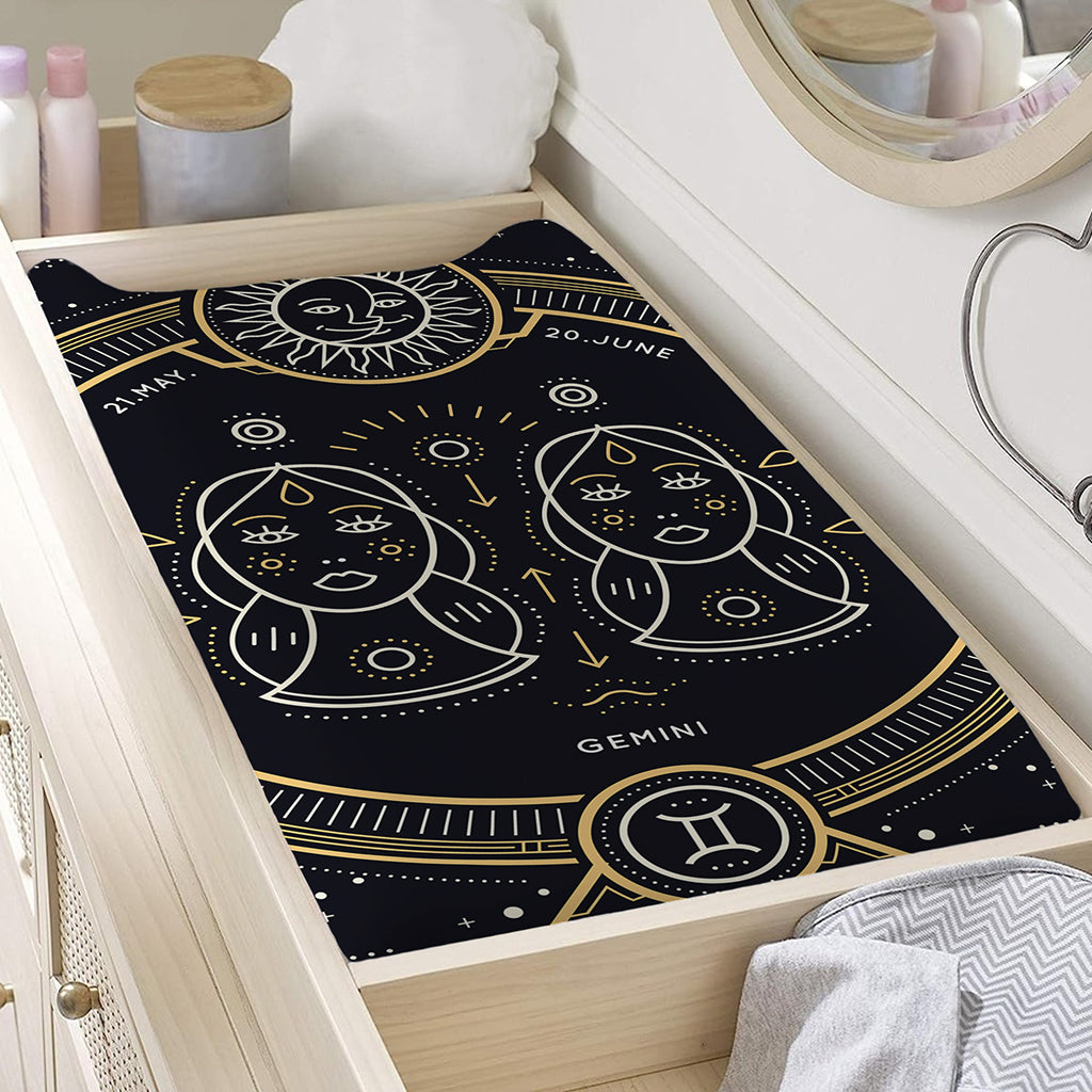 Vintage Gemini Zodiac Sign Print Changing Pad Cover