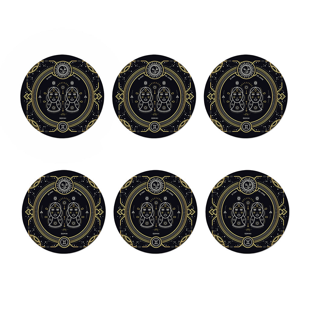 Vintage Gemini Zodiac Sign Print Coaster Set