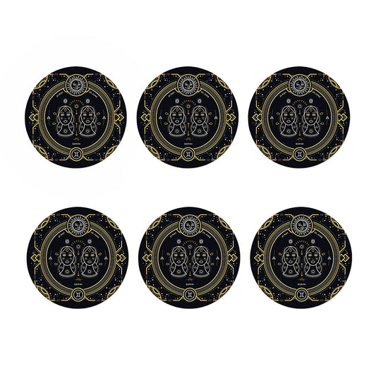 Vintage Gemini Zodiac Sign Print Coaster Set