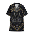 Vintage Gemini Zodiac Sign Print Cotton Hawaiian Shirt