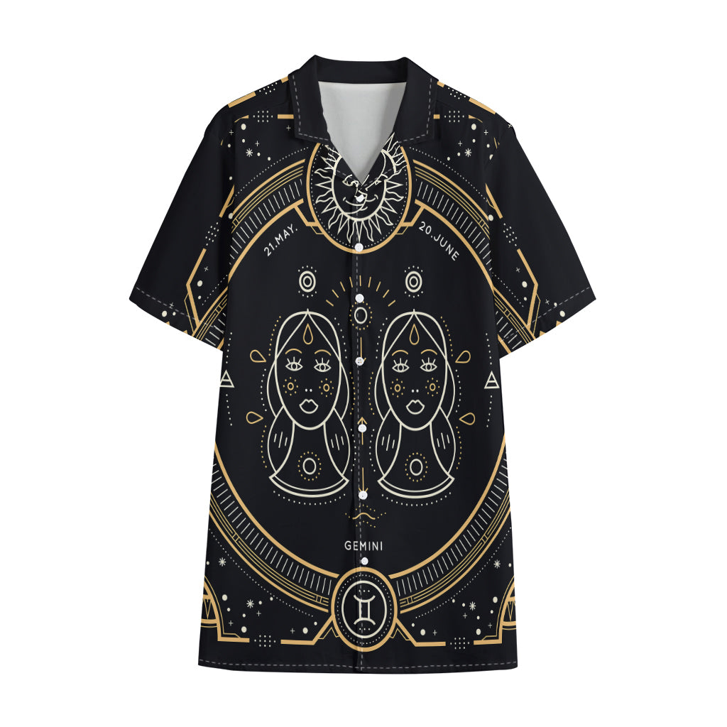 Vintage Gemini Zodiac Sign Print Cotton Hawaiian Shirt