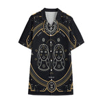 Vintage Gemini Zodiac Sign Print Cotton Hawaiian Shirt