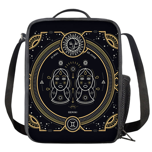 Vintage Gemini Zodiac Sign Print Crossbody Lunch Bag