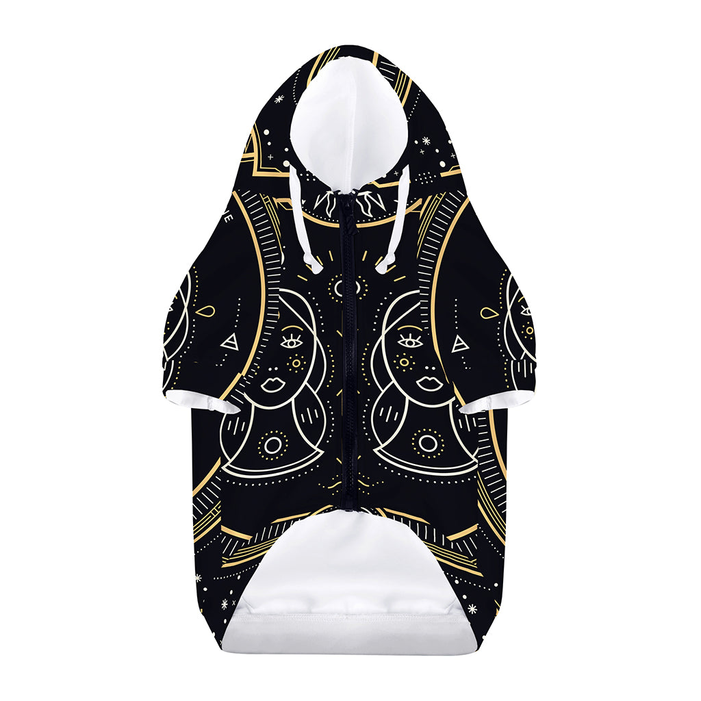 Vintage Gemini Zodiac Sign Print Dog Zip Up Hoodie