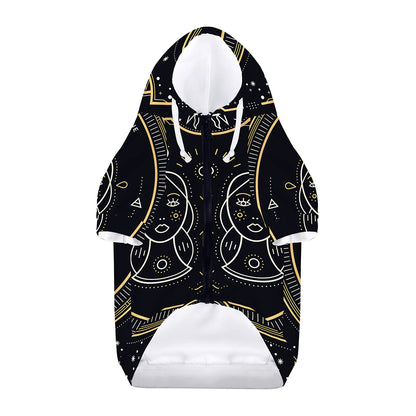 Vintage Gemini Zodiac Sign Print Dog Zip Up Hoodie