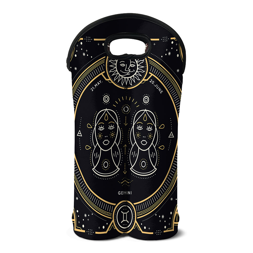 Vintage Gemini Zodiac Sign Print Double Neoprene Wine Tote