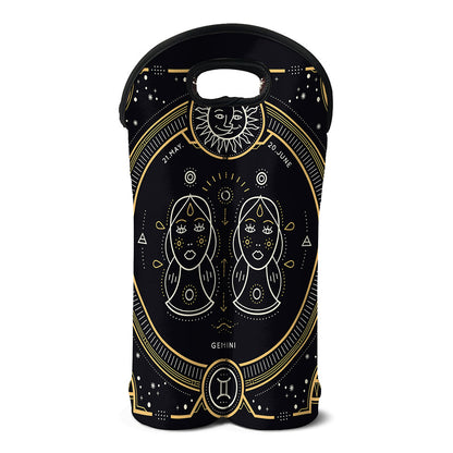 Vintage Gemini Zodiac Sign Print Double Neoprene Wine Tote